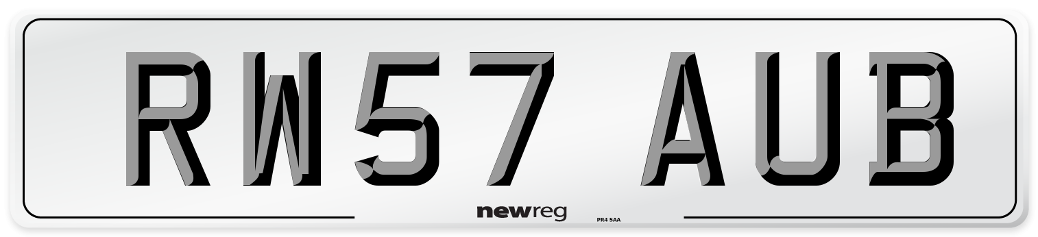 RW57 AUB Number Plate from New Reg